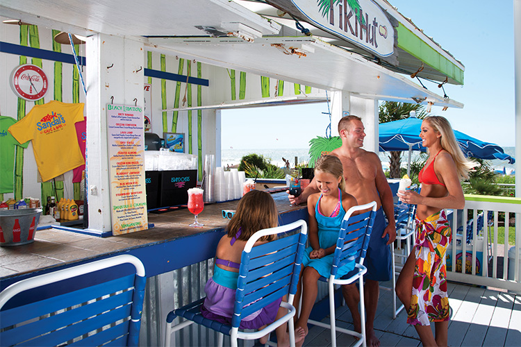 Food and Beverage No need to step out of the sun for a snack. Swing by the Tiki Hut for your food and beverage needs. From sodas for the little ones to cocktails for Mom and Dad, they have everything. Enjoy a chilled daiquiri with your lunch right from the pool deck.